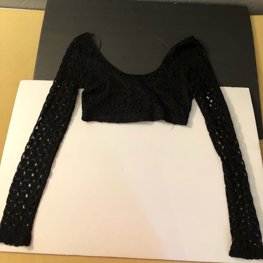 Black Crop Top with Gold buttons